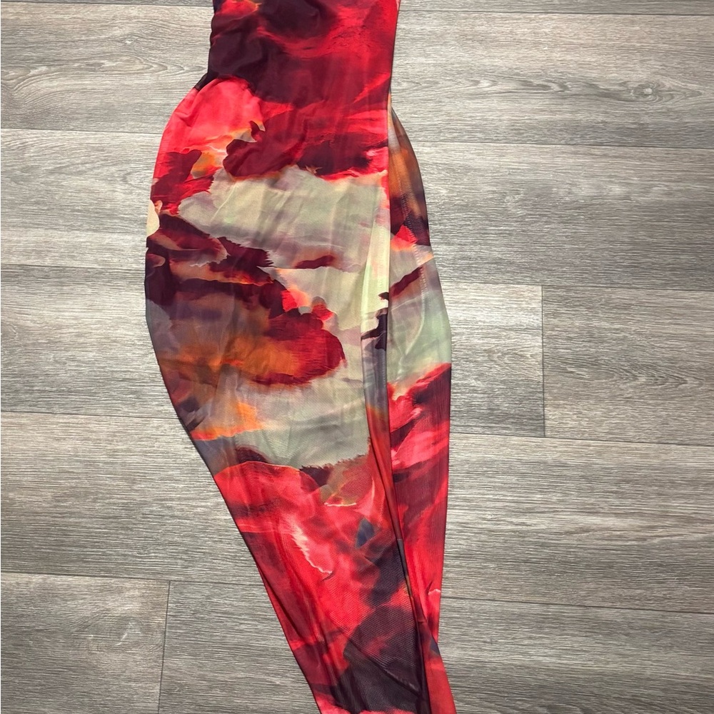 Abstract Red and Orange Dress